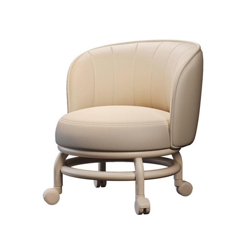 Modern Minimalist Round Plastic PU Leather Sponge Movable Low Stool Backrest Armless For Living Room