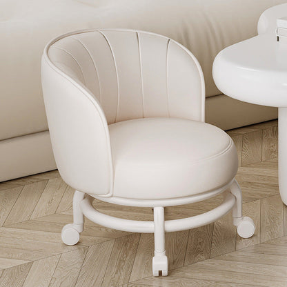 Modern Minimalist Round Plastic PU Leather Sponge Movable Low Stool Backrest Armless For Living Room