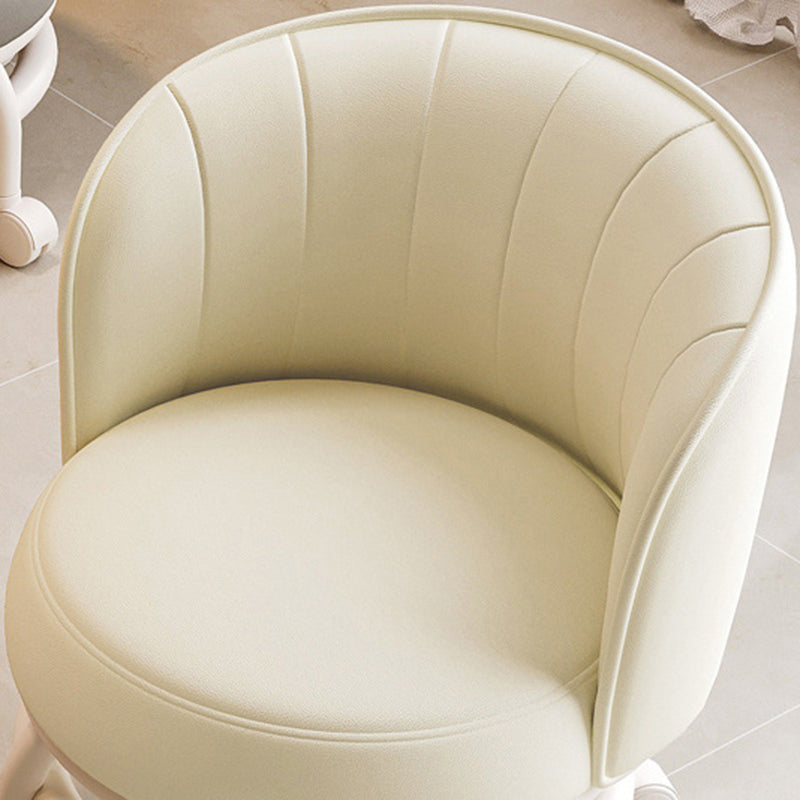 Modern Minimalist Round Plastic PU Leather Sponge Movable Low Stool Backrest Armless For Living Room