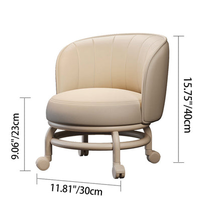 Modern Minimalist Round Plastic PU Leather Sponge Movable Low Stool Backrest Armless For Living Room