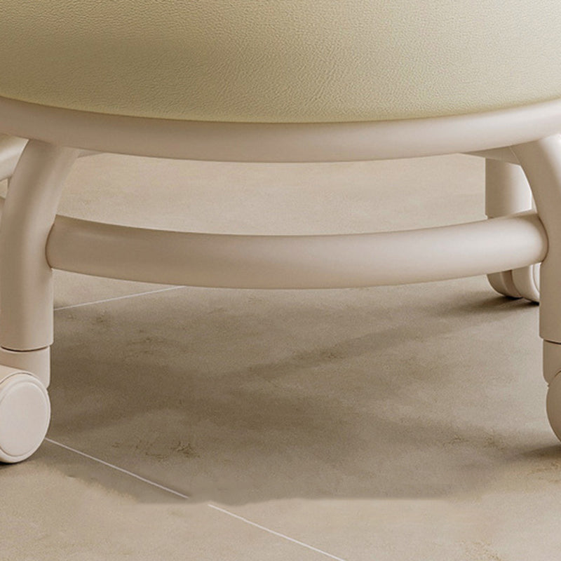 Modern Minimalist Round Plastic PU Leather Sponge Movable Low Stool Backrest Armless For Living Room