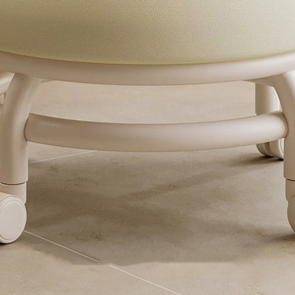 Modern Minimalist Round Plastic PU Leather Sponge Movable Low Stool Backrest Armless For Living Room