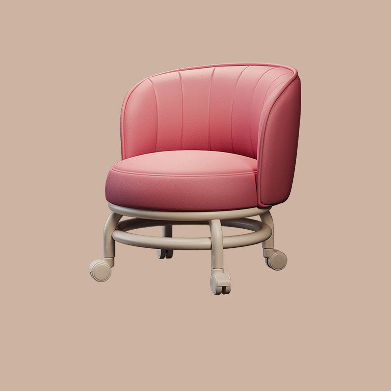 Modern Minimalist Round Plastic PU Leather Sponge Movable Low Stool Backrest Armless For Living Room