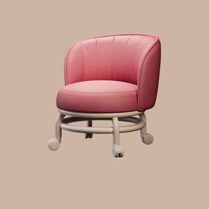 Modern Minimalist Round Plastic PU Leather Sponge Movable Low Stool Backrest Armless For Living Room