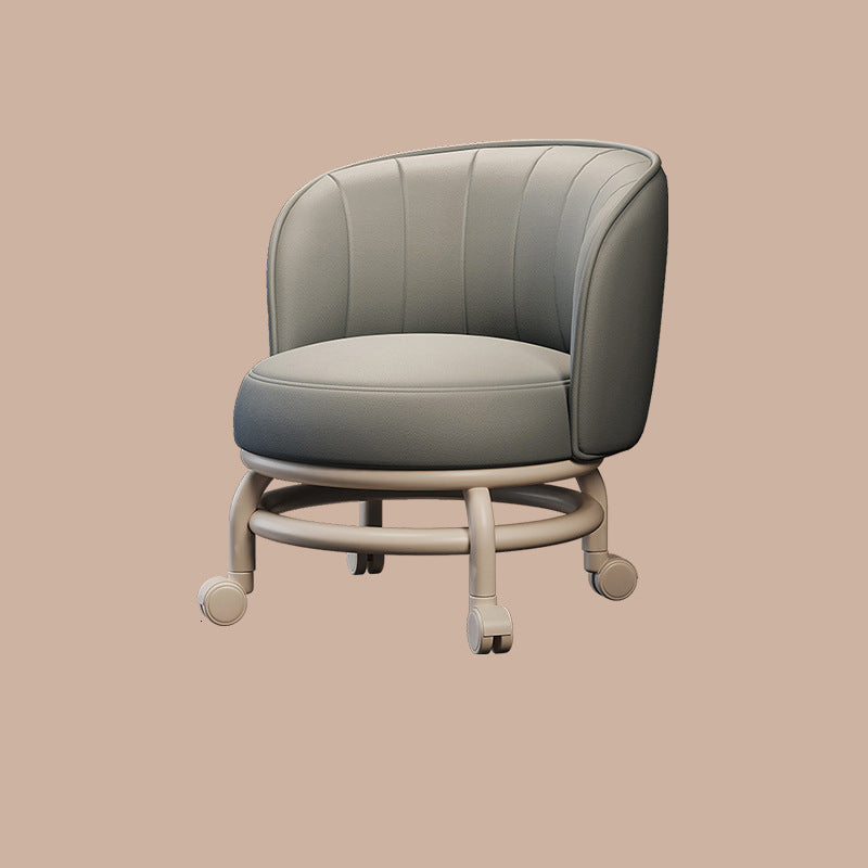 Modern Minimalist Round Plastic PU Leather Sponge Movable Low Stool Backrest Armless For Living Room