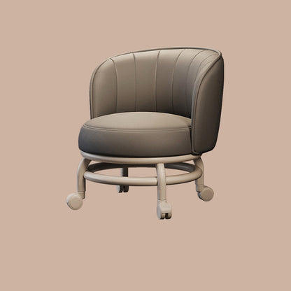 Modern Minimalist Round Plastic PU Leather Sponge Movable Low Stool Backrest Armless For Living Room