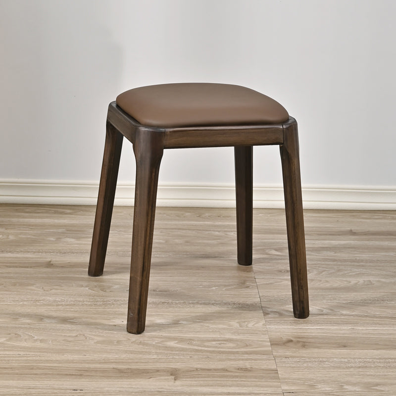 Modern Minimalist Square Rubberwood Microfiber Leather Sponge Low Stool Backless Armless For Dining Room