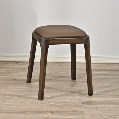Modern Minimalist Square Rubberwood Microfiber Leather Sponge Low Stool Backless Armless For Dining Room