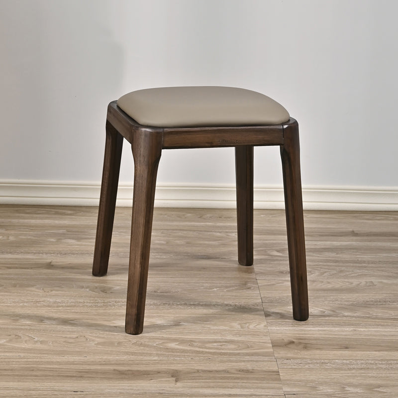 Modern Minimalist Square Rubberwood Microfiber Leather Sponge Low Stool Backless Armless For Dining Room