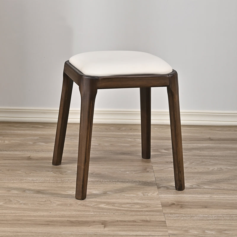 Modern Minimalist Square Rubberwood Microfiber Leather Sponge Low Stool Backless Armless For Dining Room