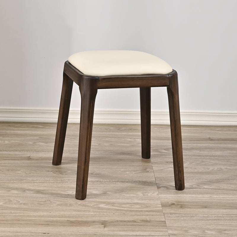 Modern Minimalist Square Rubberwood Microfiber Leather Sponge Low Stool Backless Armless For Dining Room
