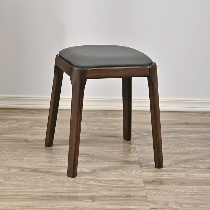 Modern Minimalist Square Rubberwood Microfiber Leather Sponge Low Stool Backless Armless For Dining Room