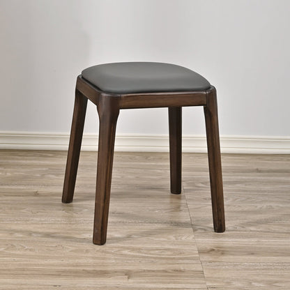 Modern Minimalist Square Rubberwood Microfiber Leather Sponge Low Stool Backless Armless For Dining Room