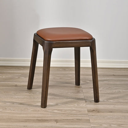 Modern Minimalist Square Rubberwood Microfiber Leather Sponge Low Stool Backless Armless For Dining Room
