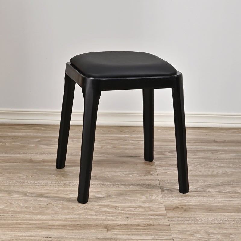Modern Minimalist Square Rubberwood Microfiber Leather Sponge Low Stool Backless Armless For Dining Room