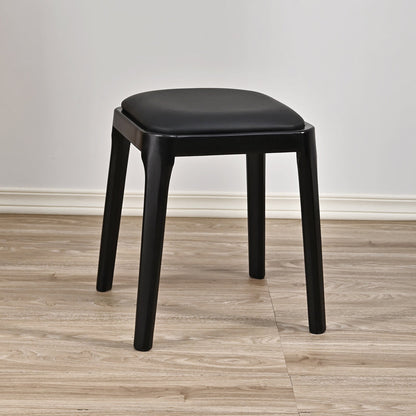 Modern Minimalist Square Rubberwood Microfiber Leather Sponge Low Stool Backless Armless For Dining Room