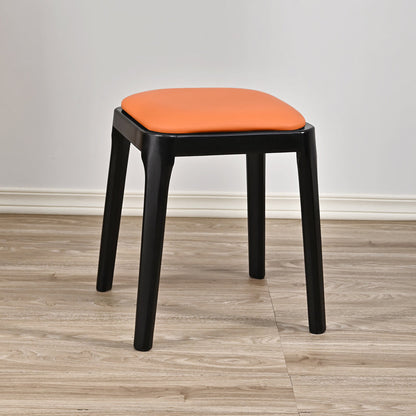 Modern Minimalist Square Rubberwood Microfiber Leather Sponge Low Stool Backless Armless For Dining Room