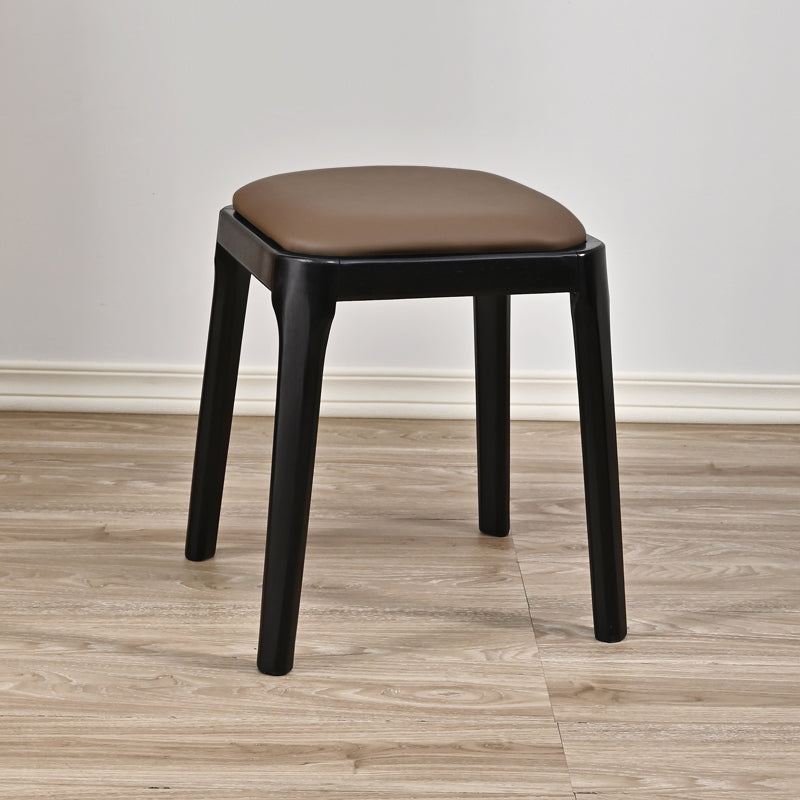 Modern Minimalist Square Rubberwood Microfiber Leather Sponge Low Stool Backless Armless For Dining Room