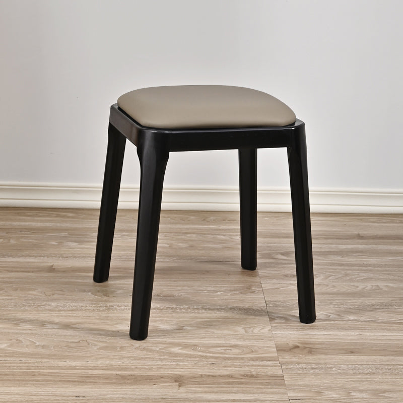Modern Minimalist Square Rubberwood Microfiber Leather Sponge Low Stool Backless Armless For Dining Room