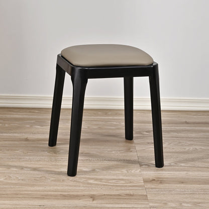Modern Minimalist Square Rubberwood Microfiber Leather Sponge Low Stool Backless Armless For Dining Room