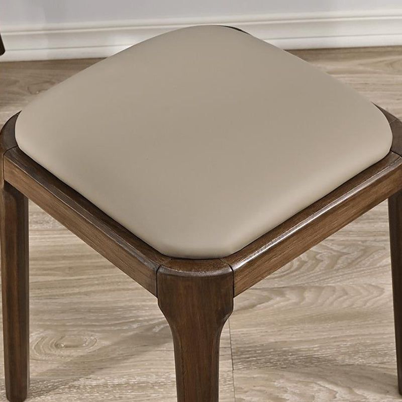Modern Minimalist Square Rubberwood Microfiber Leather Sponge Low Stool Backless Armless For Dining Room