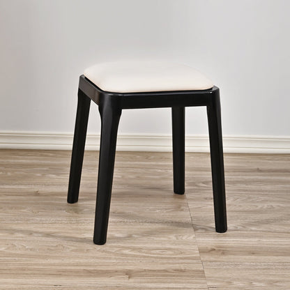 Modern Minimalist Square Rubberwood Microfiber Leather Sponge Low Stool Backless Armless For Dining Room