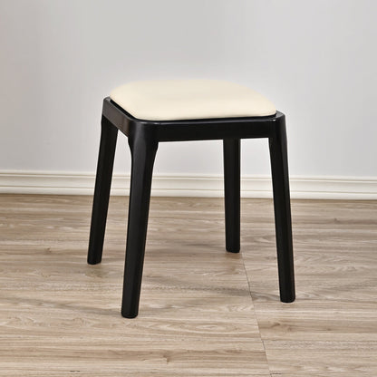 Modern Minimalist Square Rubberwood Microfiber Leather Sponge Low Stool Backless Armless For Dining Room
