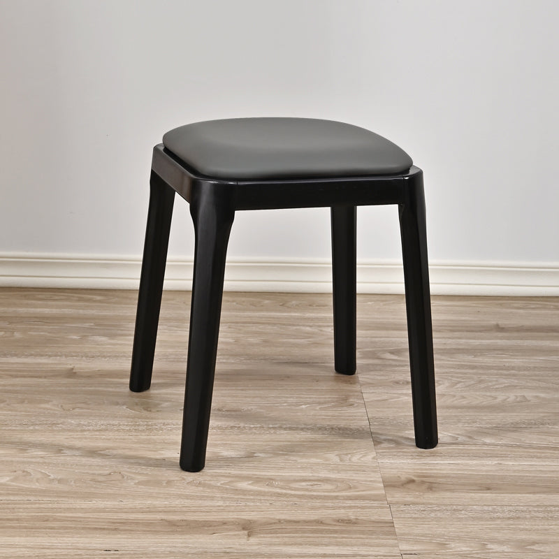 Modern Minimalist Square Rubberwood Microfiber Leather Sponge Low Stool Backless Armless For Dining Room