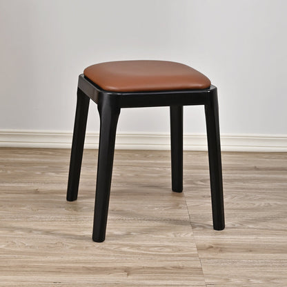 Modern Minimalist Square Rubberwood Microfiber Leather Sponge Low Stool Backless Armless For Dining Room