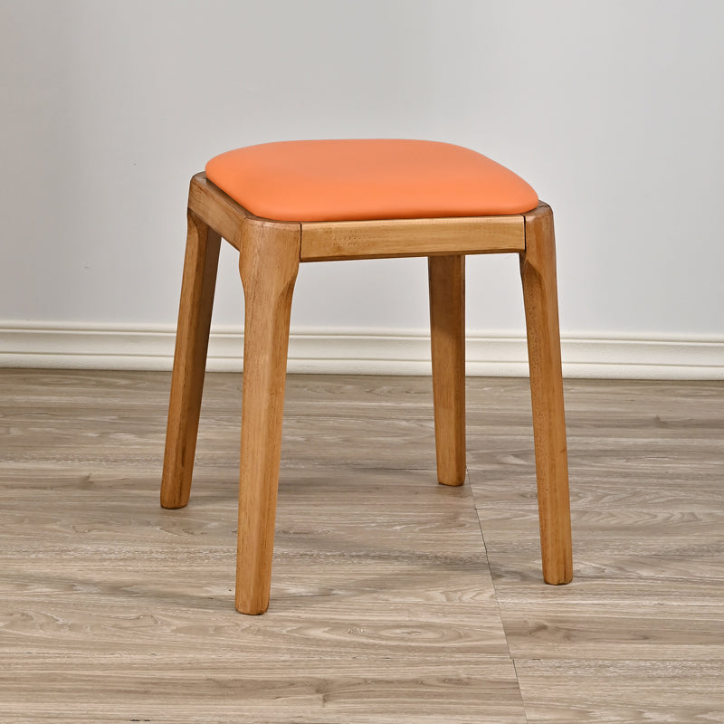 Modern Minimalist Square Rubberwood Microfiber Leather Sponge Low Stool Backless Armless For Dining Room