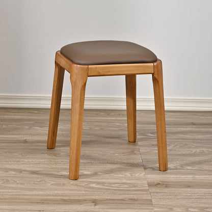 Modern Minimalist Square Rubberwood Microfiber Leather Sponge Low Stool Backless Armless For Dining Room