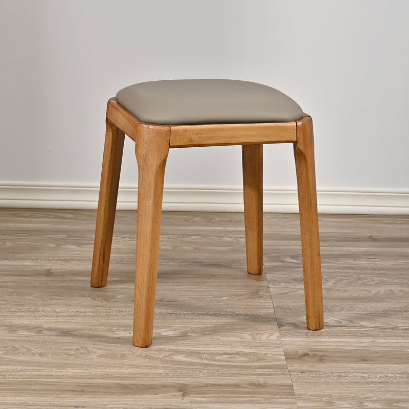 Modern Minimalist Square Rubberwood Microfiber Leather Sponge Low Stool Backless Armless For Dining Room