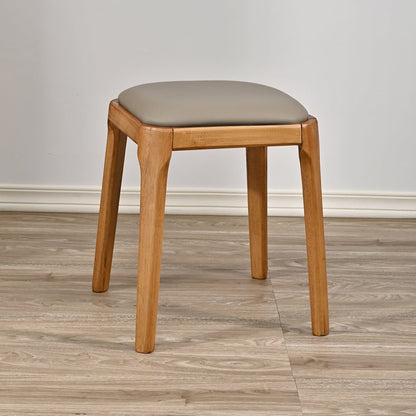 Modern Minimalist Square Rubberwood Microfiber Leather Sponge Low Stool Backless Armless For Dining Room