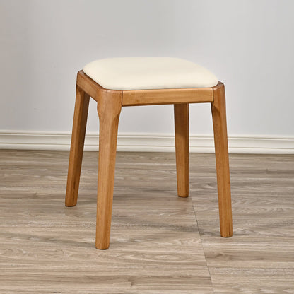 Modern Minimalist Square Rubberwood Microfiber Leather Sponge Low Stool Backless Armless For Dining Room