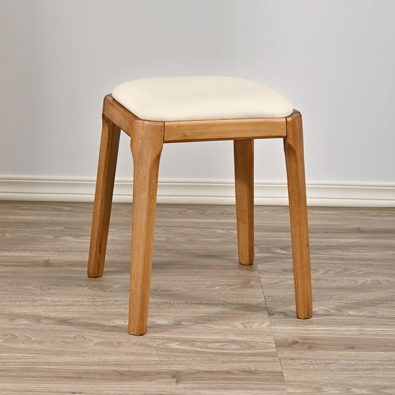 Modern Minimalist Square Rubberwood Microfiber Leather Sponge Low Stool Backless Armless For Dining Room