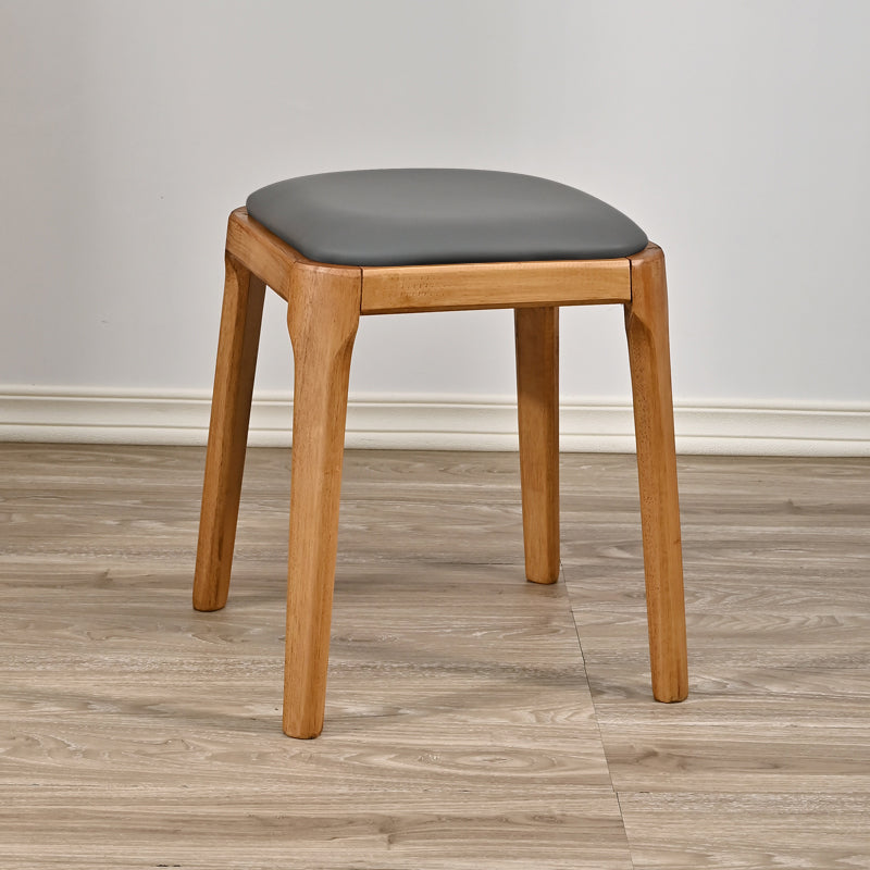 Modern Minimalist Square Rubberwood Microfiber Leather Sponge Low Stool Backless Armless For Dining Room
