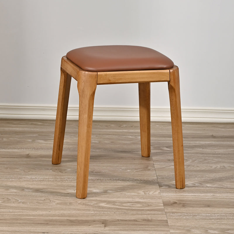 Modern Minimalist Square Rubberwood Microfiber Leather Sponge Low Stool Backless Armless For Dining Room