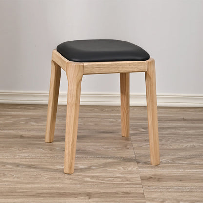 Modern Minimalist Square Rubberwood Microfiber Leather Sponge Low Stool Backless Armless For Dining Room