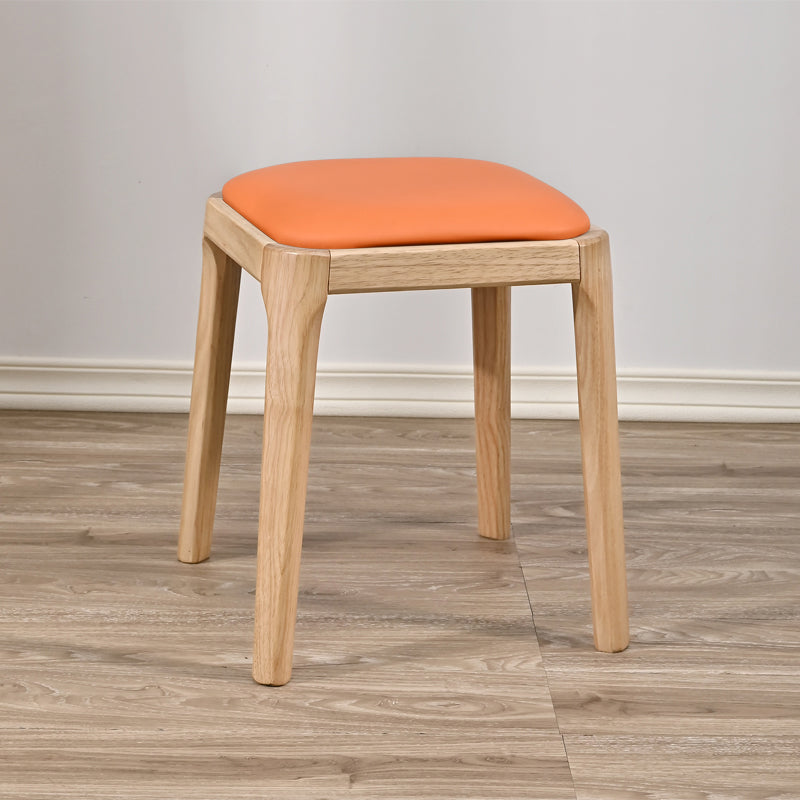 Modern Minimalist Square Rubberwood Microfiber Leather Sponge Low Stool Backless Armless For Dining Room