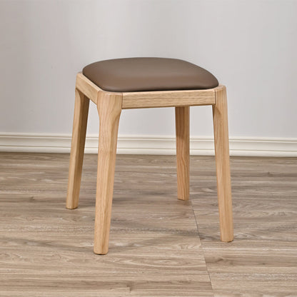 Modern Minimalist Square Rubberwood Microfiber Leather Sponge Low Stool Backless Armless For Dining Room