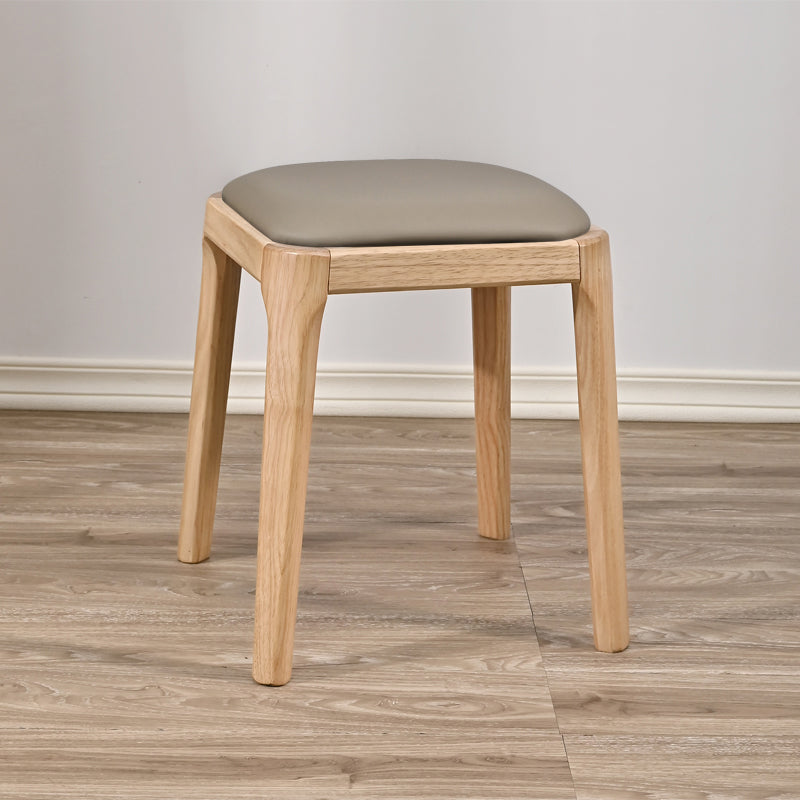 Modern Minimalist Square Rubberwood Microfiber Leather Sponge Low Stool Backless Armless For Dining Room