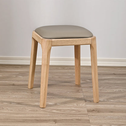 Modern Minimalist Square Rubberwood Microfiber Leather Sponge Low Stool Backless Armless For Dining Room
