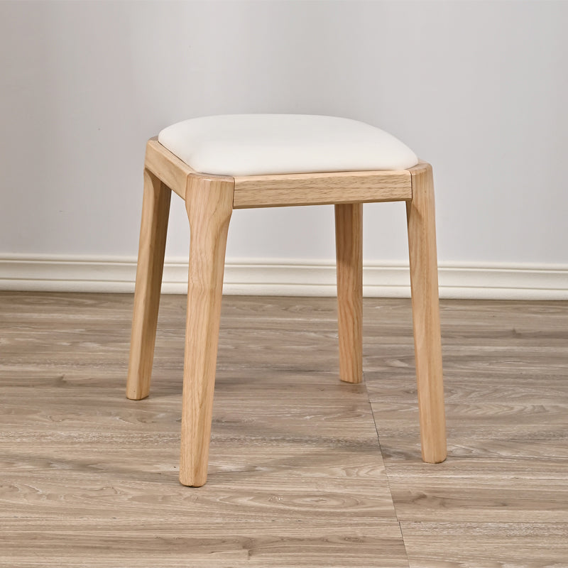 Modern Minimalist Square Rubberwood Microfiber Leather Sponge Low Stool Backless Armless For Dining Room