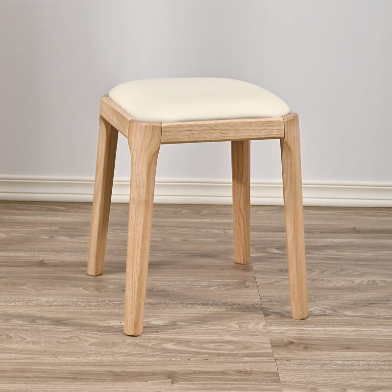 Modern Minimalist Square Rubberwood Microfiber Leather Sponge Low Stool Backless Armless For Dining Room