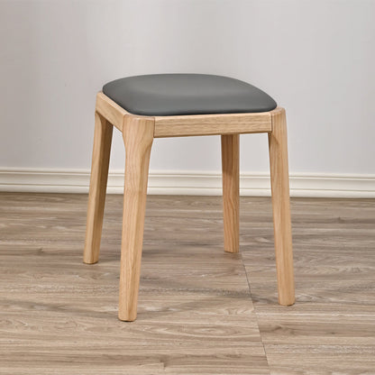 Modern Minimalist Square Rubberwood Microfiber Leather Sponge Low Stool Backless Armless For Dining Room