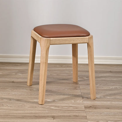 Modern Minimalist Square Rubberwood Microfiber Leather Sponge Low Stool Backless Armless For Dining Room