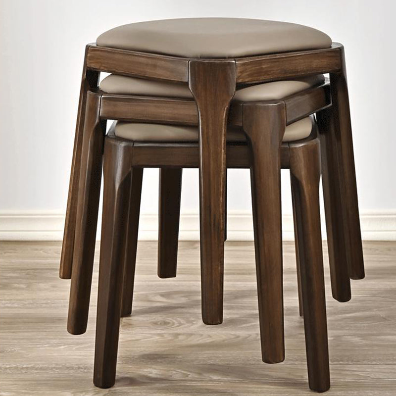 Modern Minimalist Square Rubberwood Microfiber Leather Sponge Low Stool Backless Armless For Dining Room