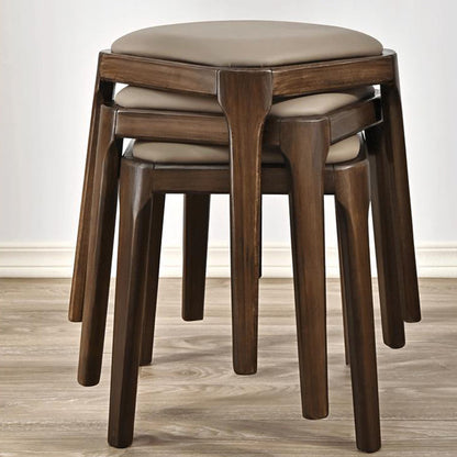 Modern Minimalist Square Rubberwood Microfiber Leather Sponge Low Stool Backless Armless For Dining Room