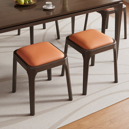 Modern Minimalist Square Rubberwood Microfiber Leather Sponge Low Stool Backless Armless For Dining Room