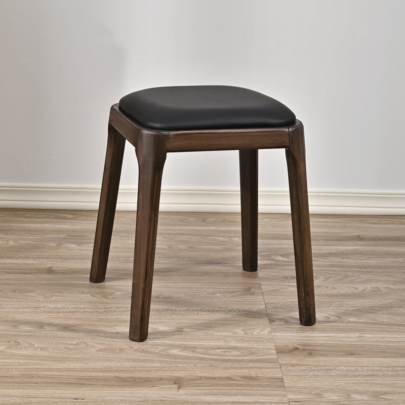 Modern Minimalist Square Rubberwood Microfiber Leather Sponge Low Stool Backless Armless For Dining Room